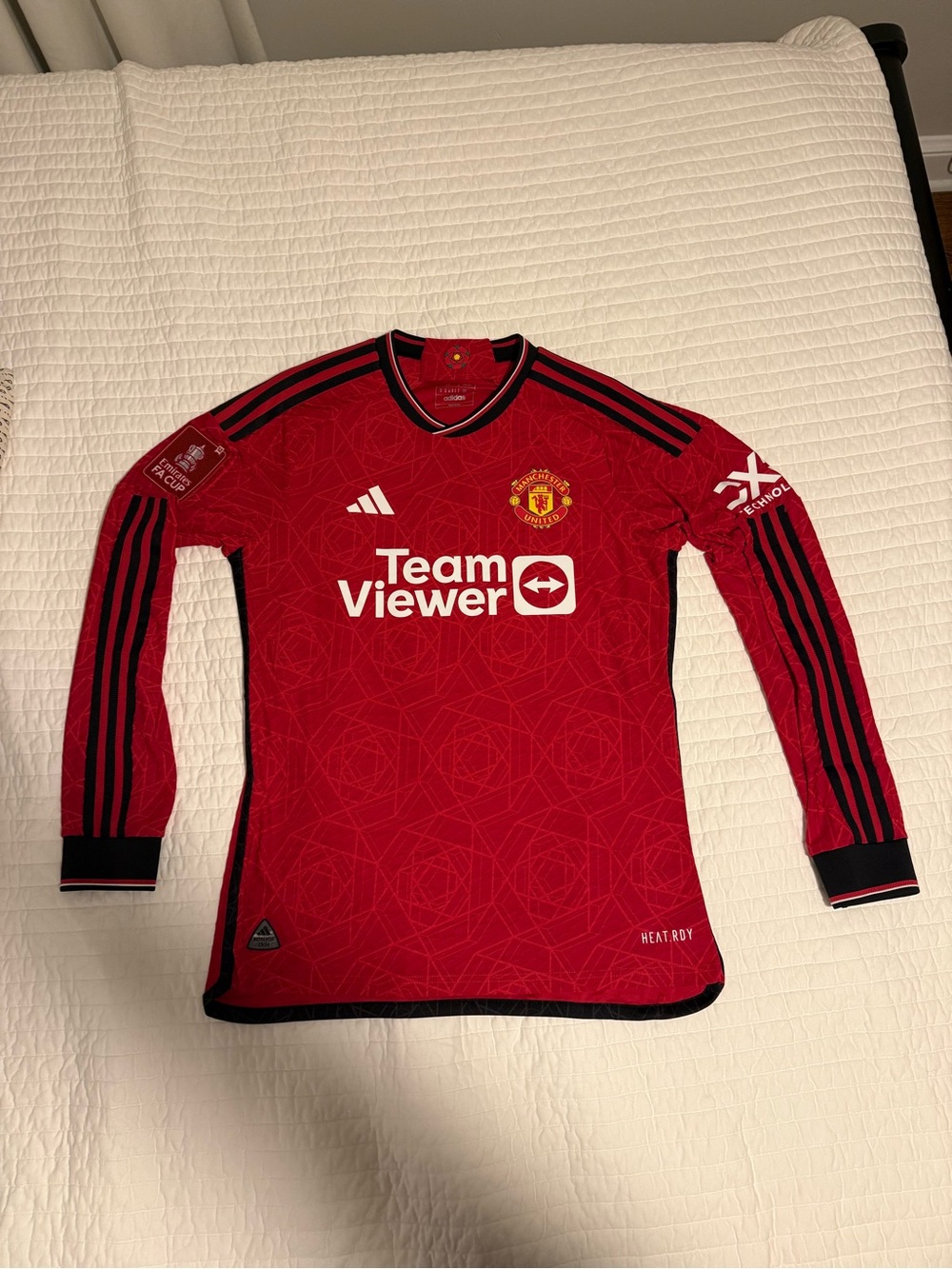 Adidas Manchester United Authentic 2024-25 Red Long-Sleeve Jersey Kobbie Mainoo